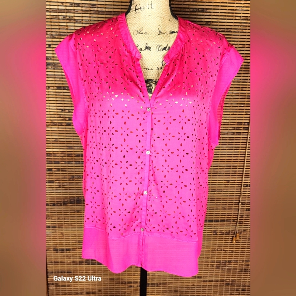 Vince Camuto Vibrant Pink Sleeveless Blouse